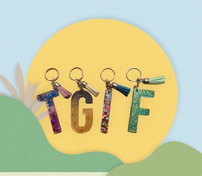 Resin Initial Key Chains - image4